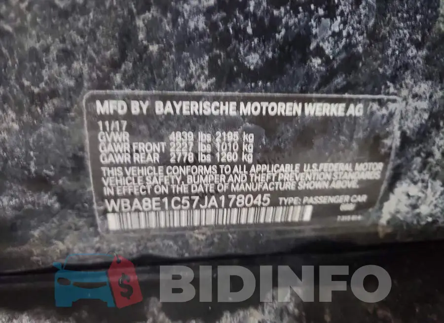 WBA8E1C57JA178045 Photo# 12