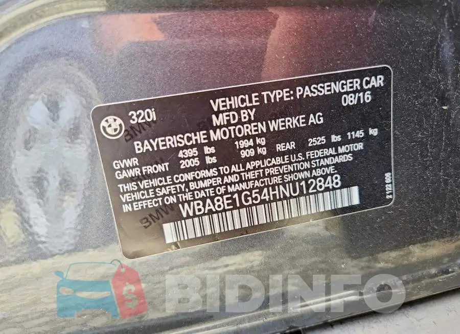 WBA8E1G54HNU12848 Photo# 12