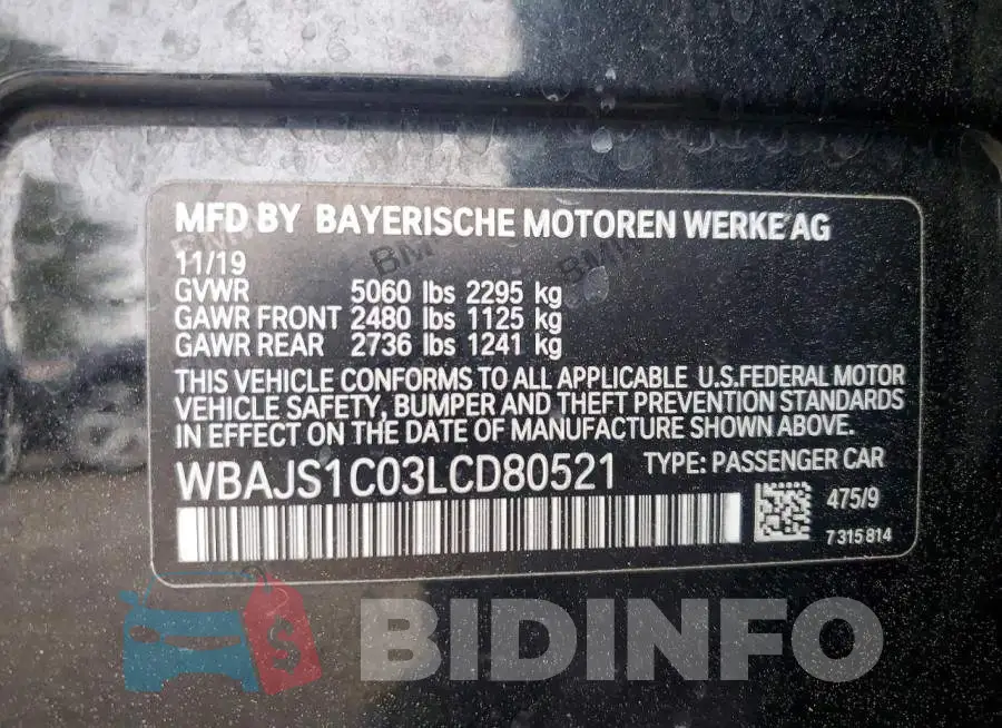 WBAJS1C03LCD80521 Photo# 12