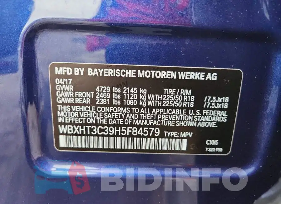 WBXHT3C39H5F84579 Photo# 13