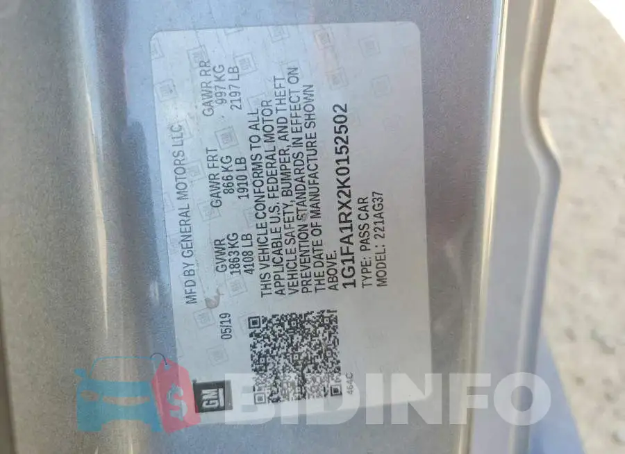 1G1FA1RX2K0152502 Photo# 13