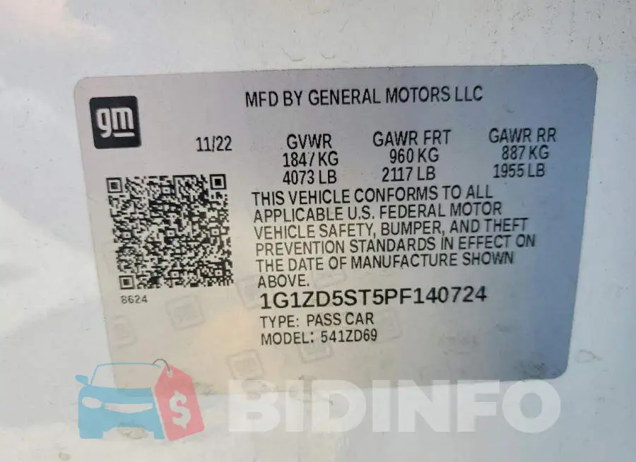 1G1ZD5ST5PF140724 Photo# 12