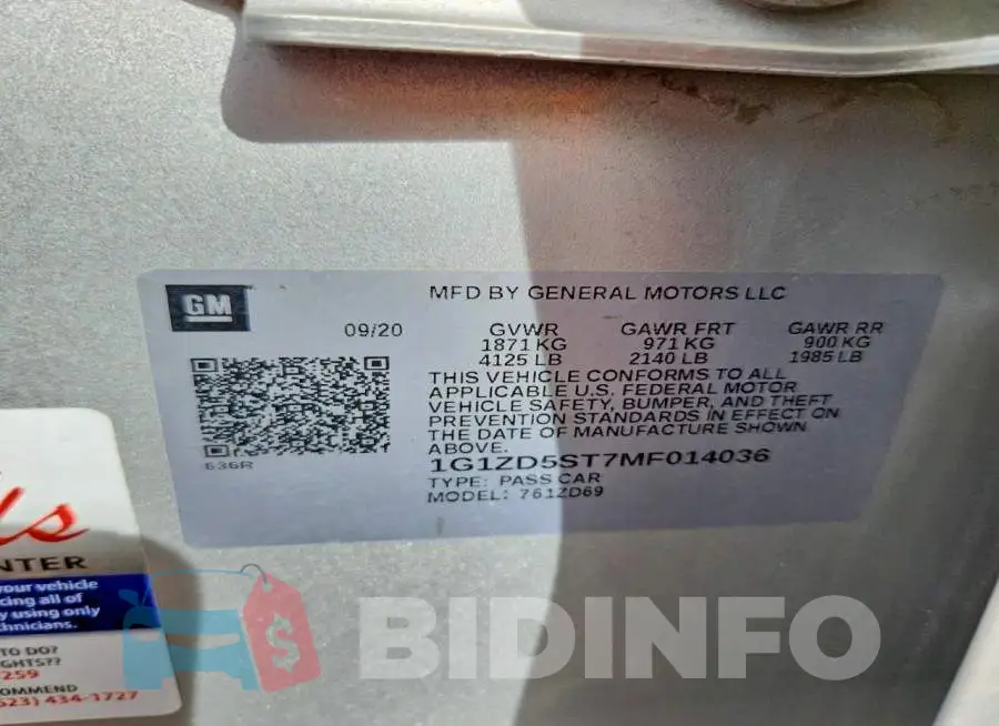 1G1ZD5ST7MF014036 Photo# 12