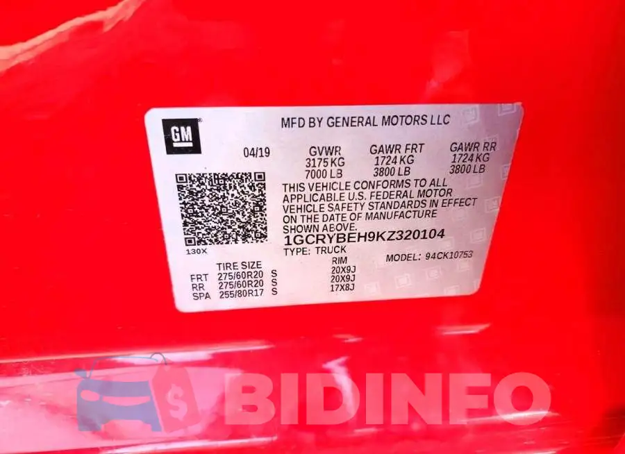 1GCRYBEH9KZ320104 Photo# 12