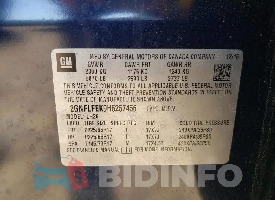 2GNFLFEK9H6257456 Photo# 13