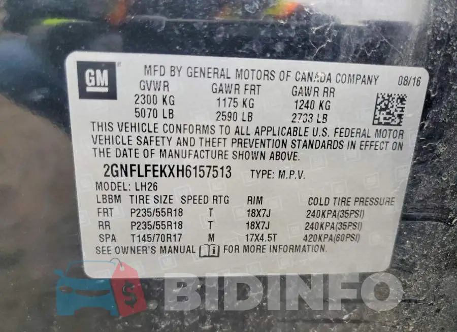 2GNFLFEKXH6157513 Photo# 13