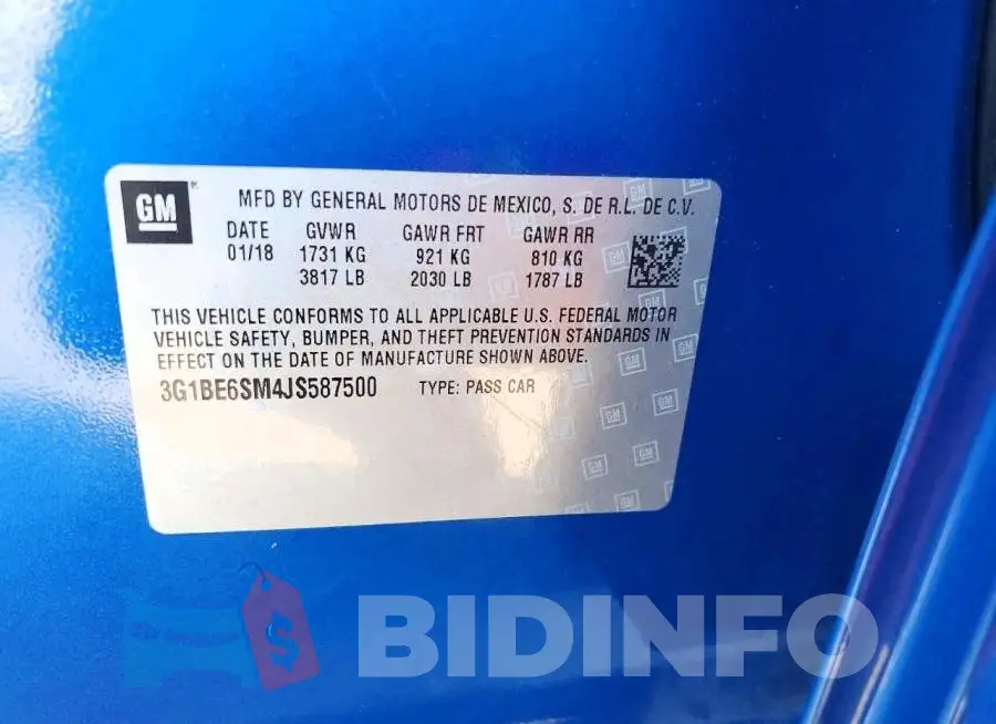 3G1BE6SM4JS587500 Photo# 12