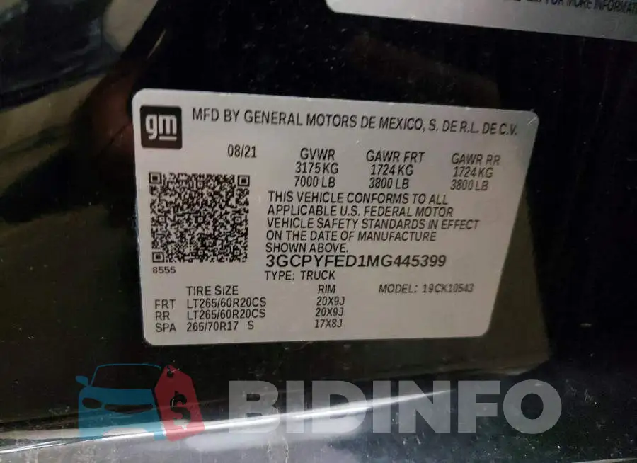 3GCPYFED1MG445399 Photo# 13