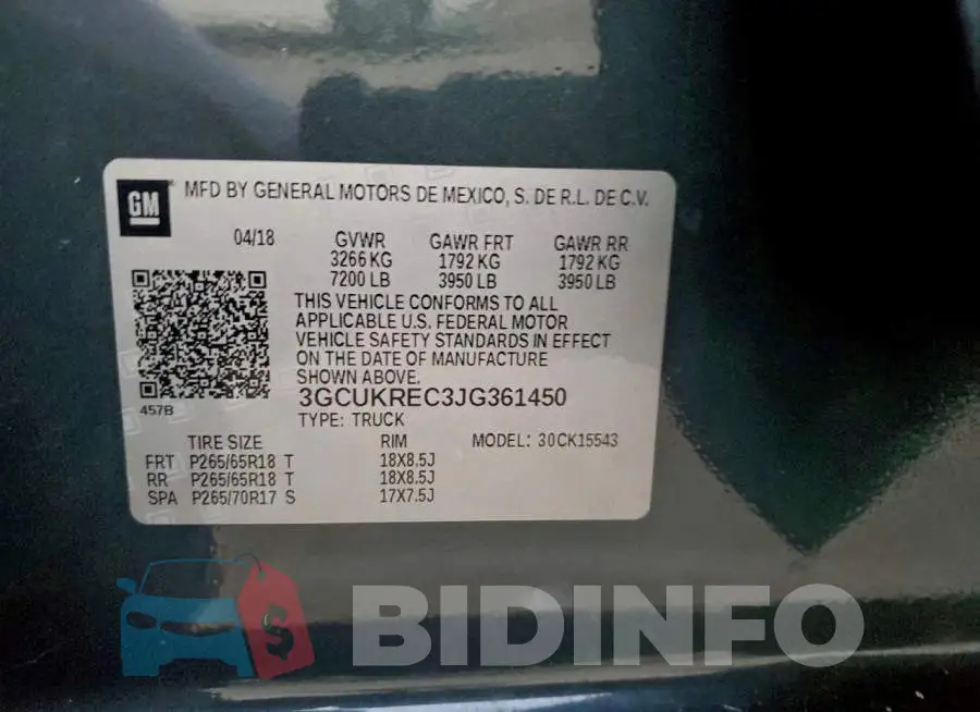 3GCUKREC3JG361450 Photo# 13
