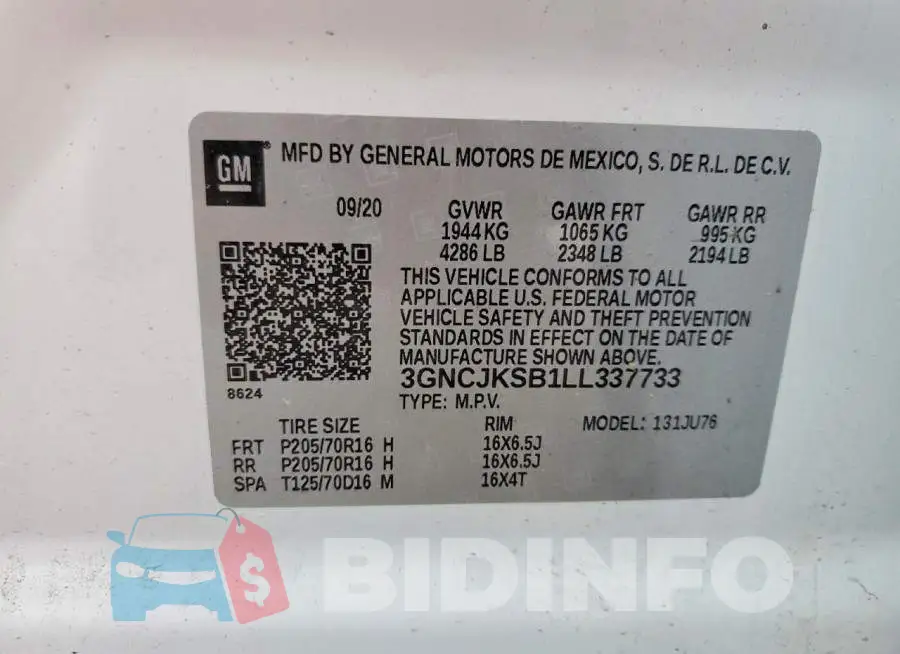 3GNCJKSB1LL337733 Photo# 13