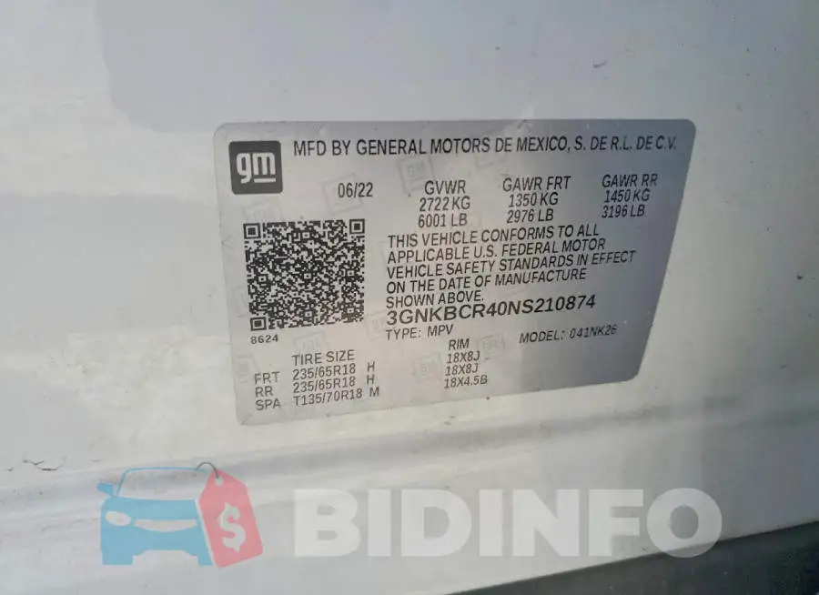 3GNKBCR40NS210874 Photo# 13