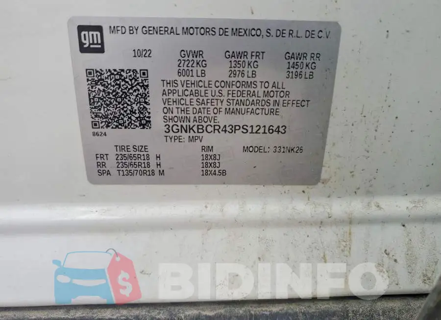 3GNKBCR43PS121643 Photo# 12