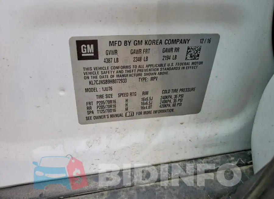 KL7CJNSB9HB072933 Photo# 13