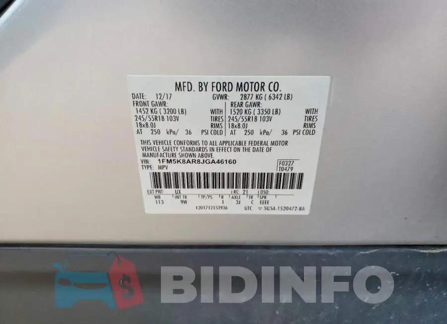 1FM5K8AR8JGA46160 Photo# 14