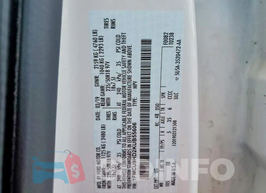1FMCU9HD2KUB55606 Photo# 13