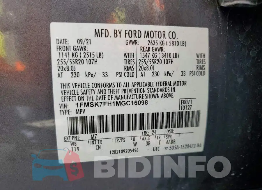 1FMSK7FH1MGC16098 Photo# 14