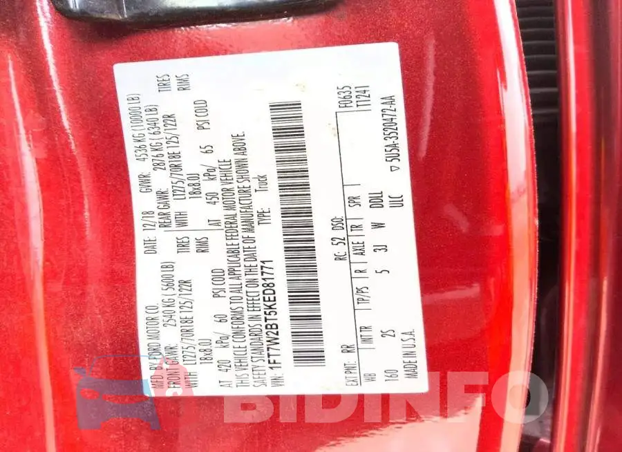 1FT7W2BT5KED81771 Photo# 12