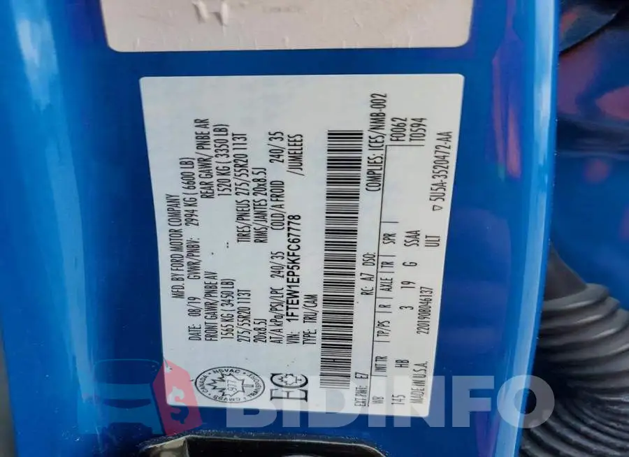 1FTEW1EP5KFC67778 Photo# 13