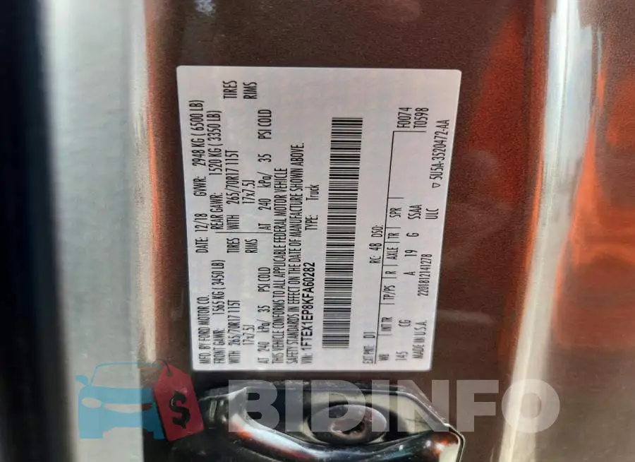 1FTEX1EP8KFA60282 Photo# 12