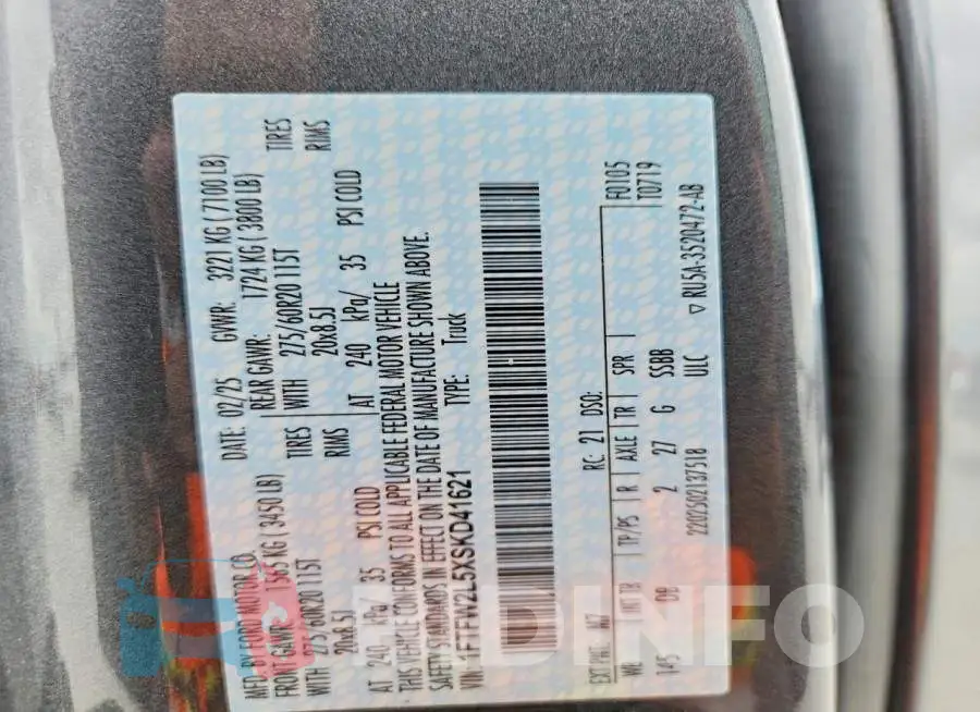 1FTFW2L5XSKD41621 Photo# 13