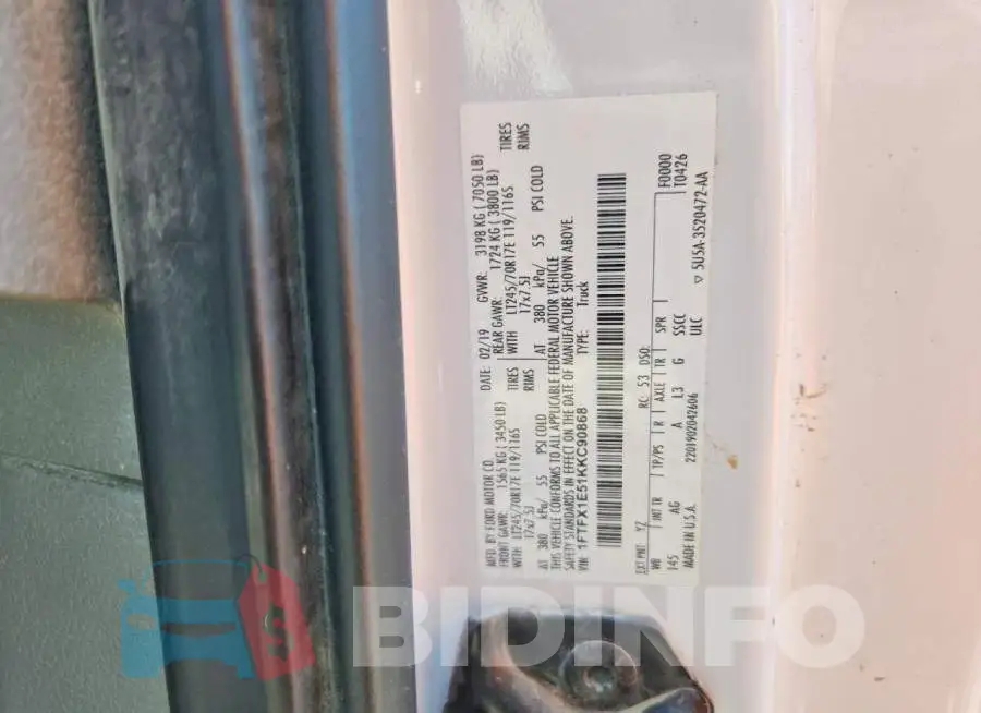1FTFX1E51KKC90868 Photo# 12