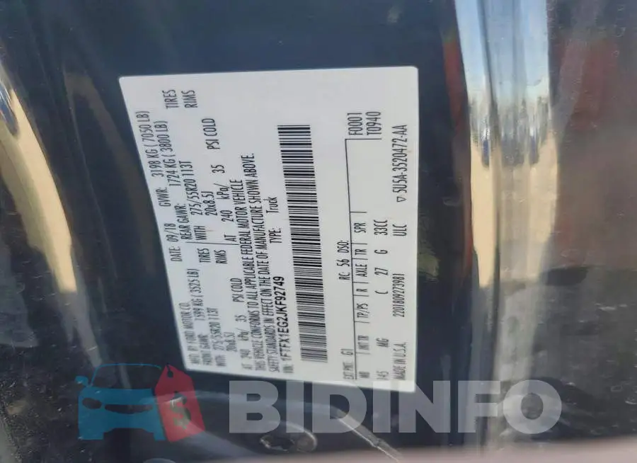1FTFX1EG2JKF92749 Photo# 13