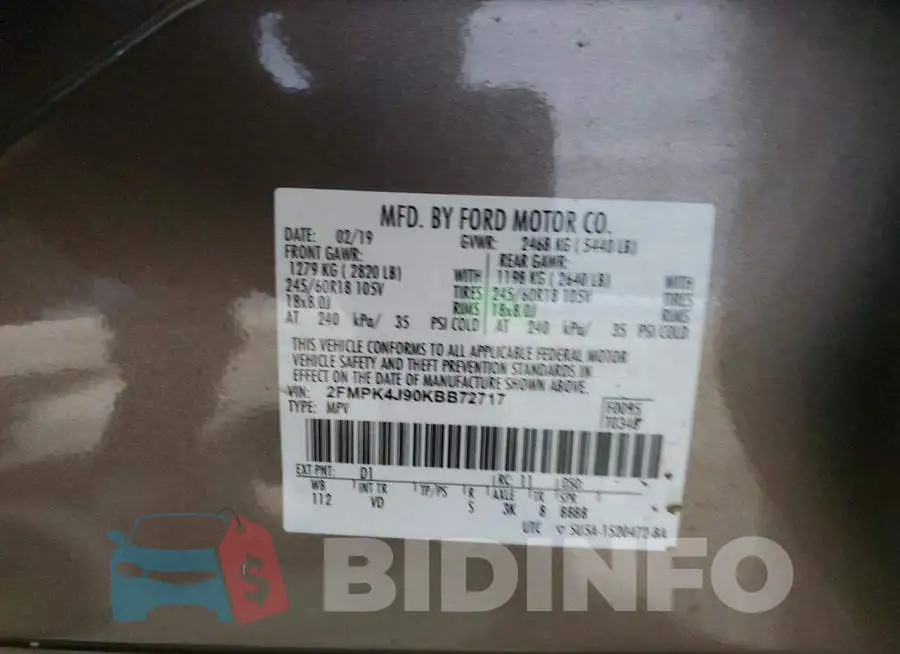 2FMPK4J90KBB72717 Photo# 13