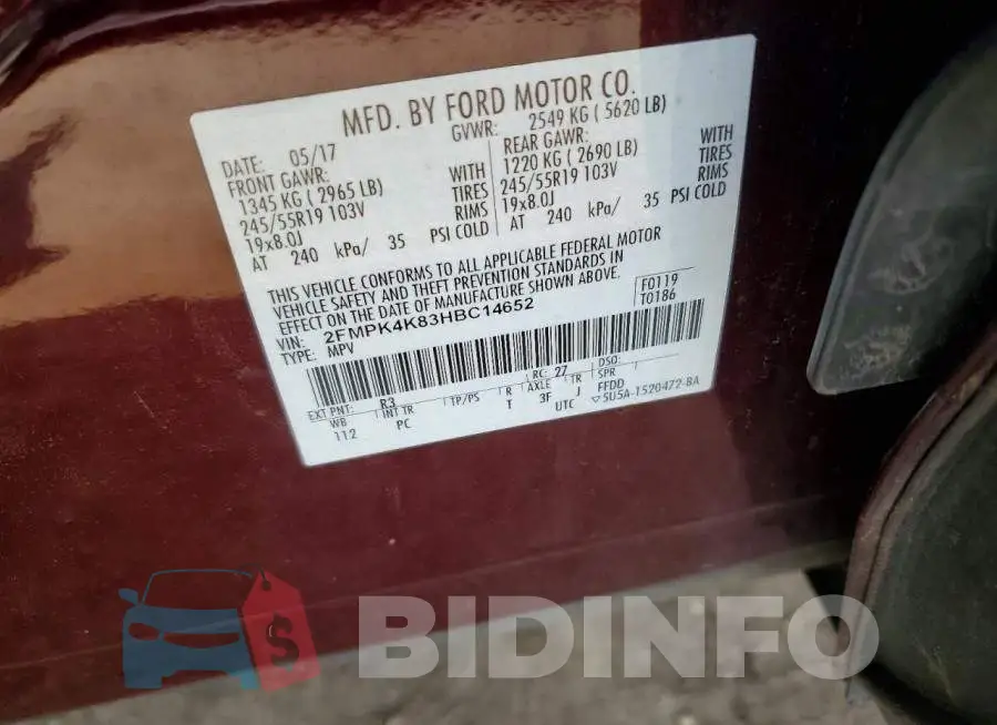 2FMPK4K83HBC14652 Photo# 13