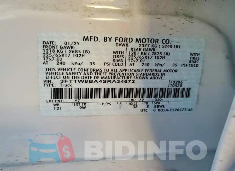 3FTTW8BA4SRA34672 Photo# 12