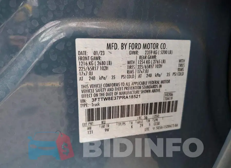 3FTTW8E37PRA18521 Photo# 12