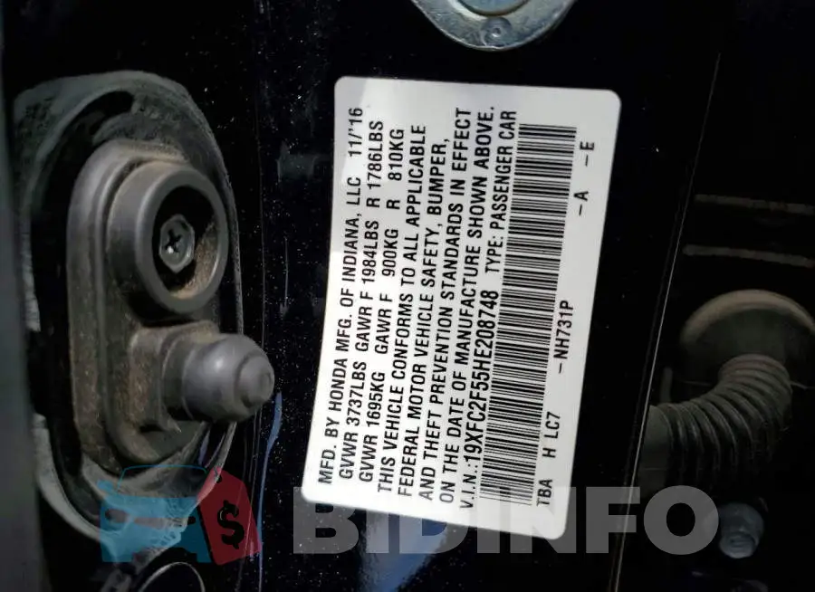 19XFC2F55HE208748 Photo# 12