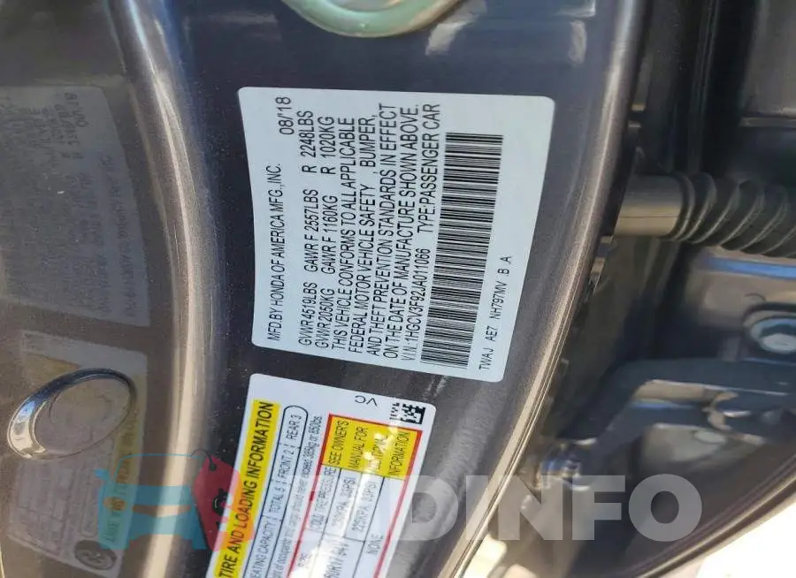 1HGCV3F92JA011066 Photo# 12