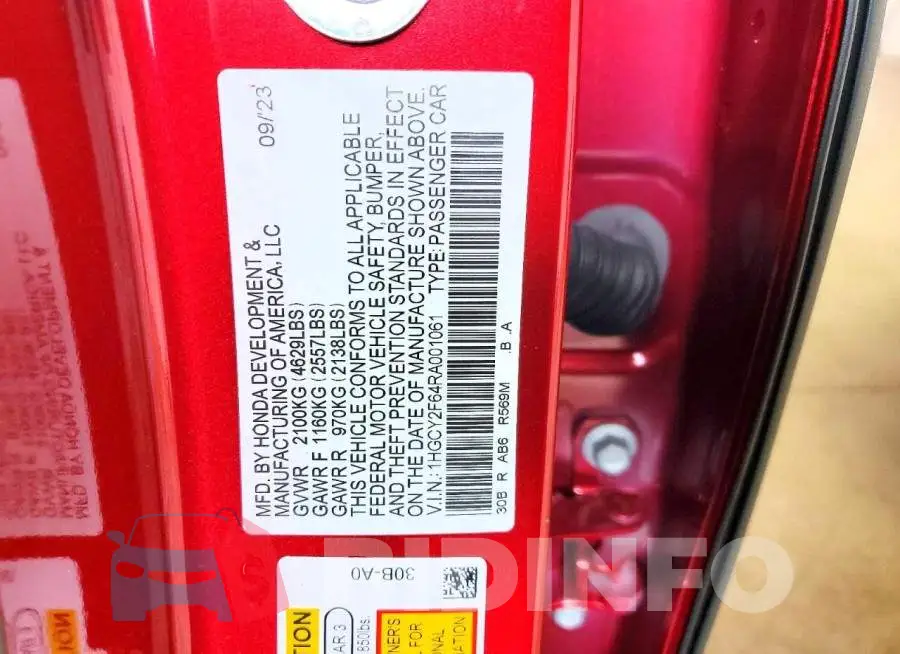 1HGCY2F64RA001061 Photo# 12