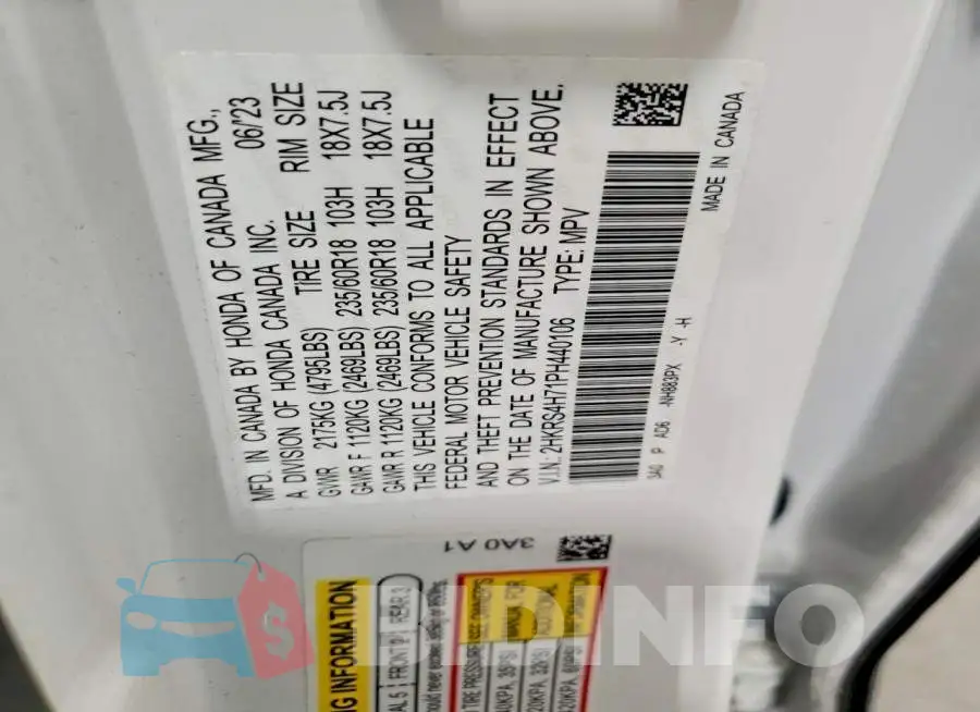 2HKRS4H71PH440106 Photo# 13
