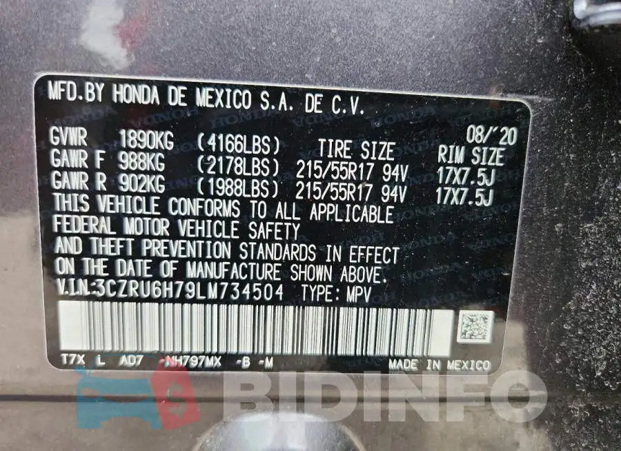 3CZRU6H79LM734504 Photo# 13