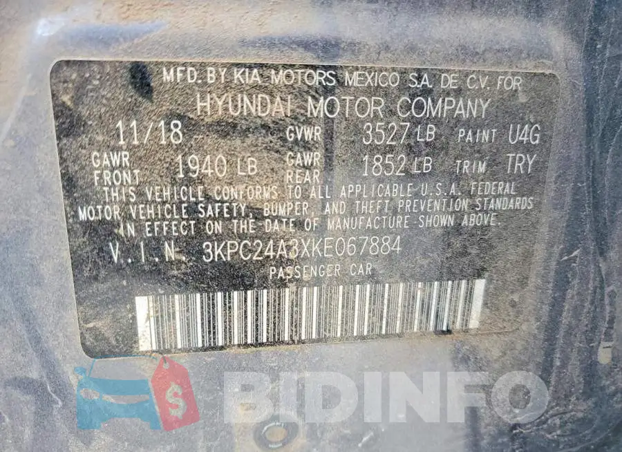 3KPC24A3XKE067884 Photo# 12