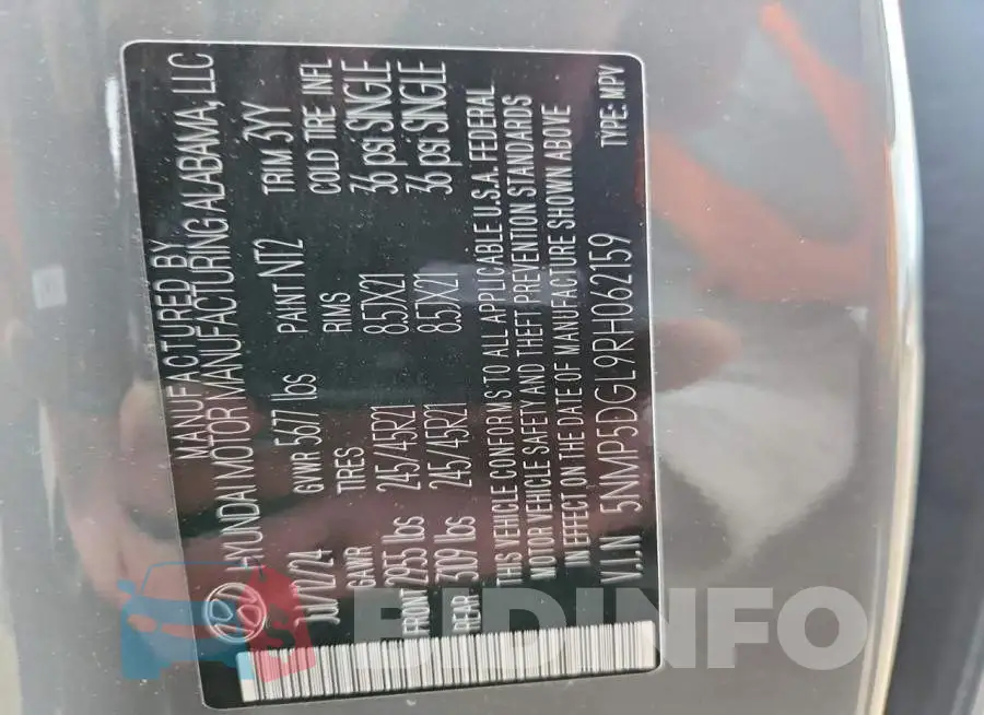 5NMP5DGL9RH062159 Photo# 13
