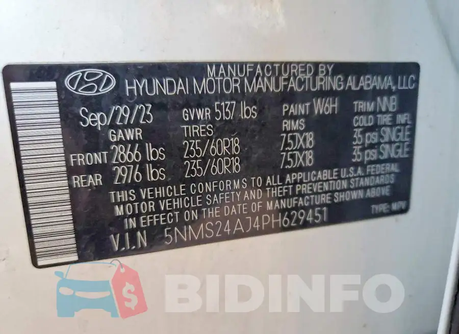 5NMS24AJ4PH629451 Photo# 13