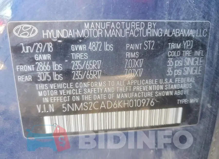 5NMS2CAD6KH010976 Photo# 13