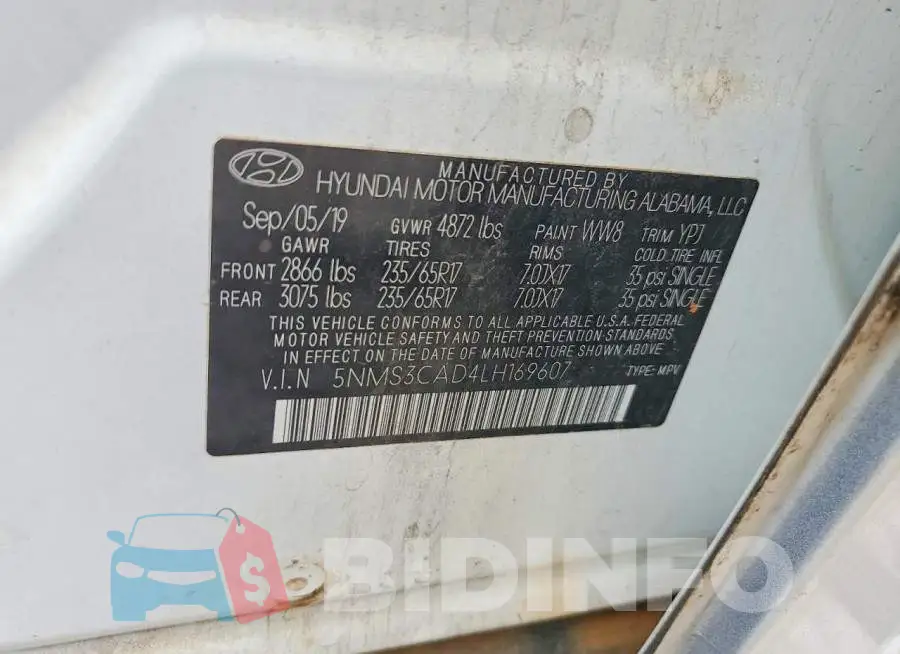 5NMS3CAD4LH169607 Photo# 12