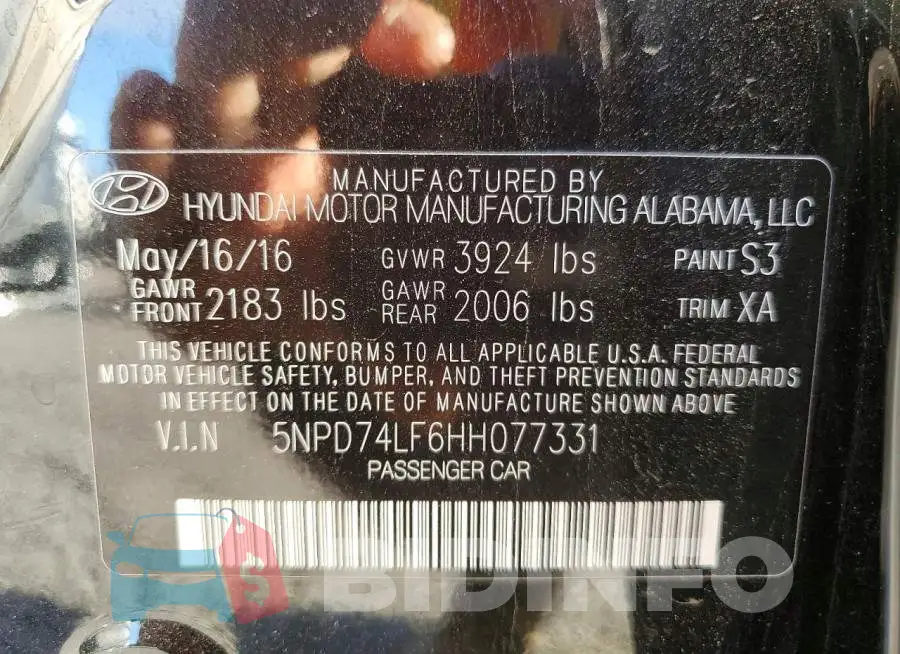 5NPD74LF6HH077331 Photo# 12