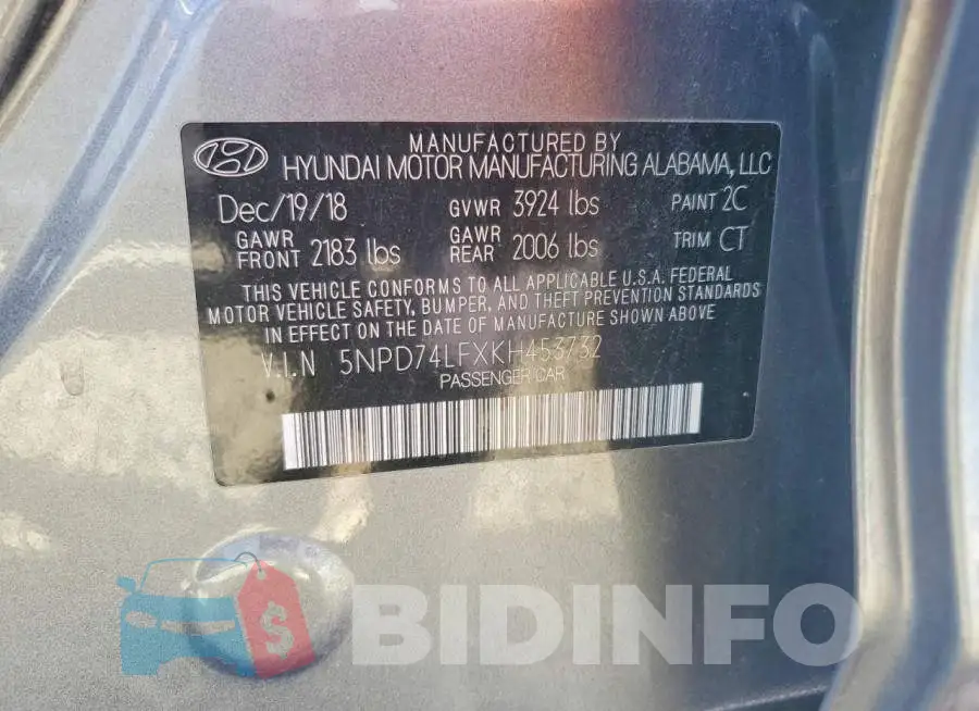 5NPD74LFXKH453732 Photo# 12