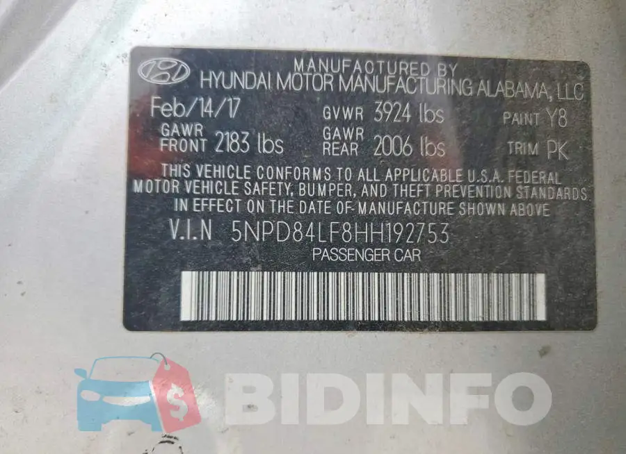 5NPD84LF8HH192753 Photo# 12