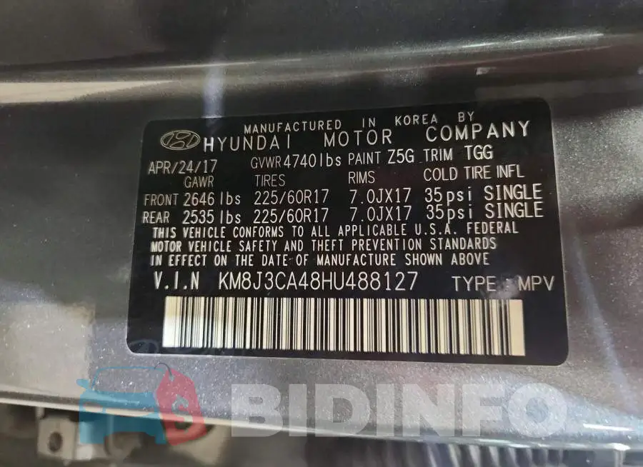 KM8J3CA48HU488127 Photo# 13
