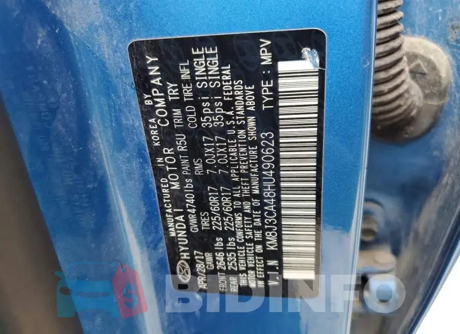 KM8J3CA48HU490623 Photo# 12