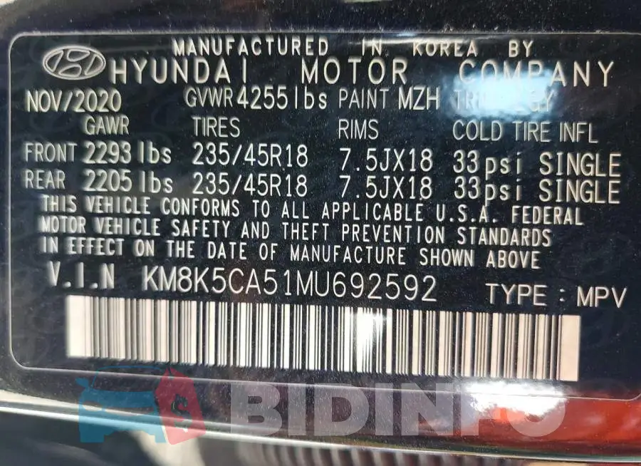 KM8K5CA51MU692592 Photo# 12