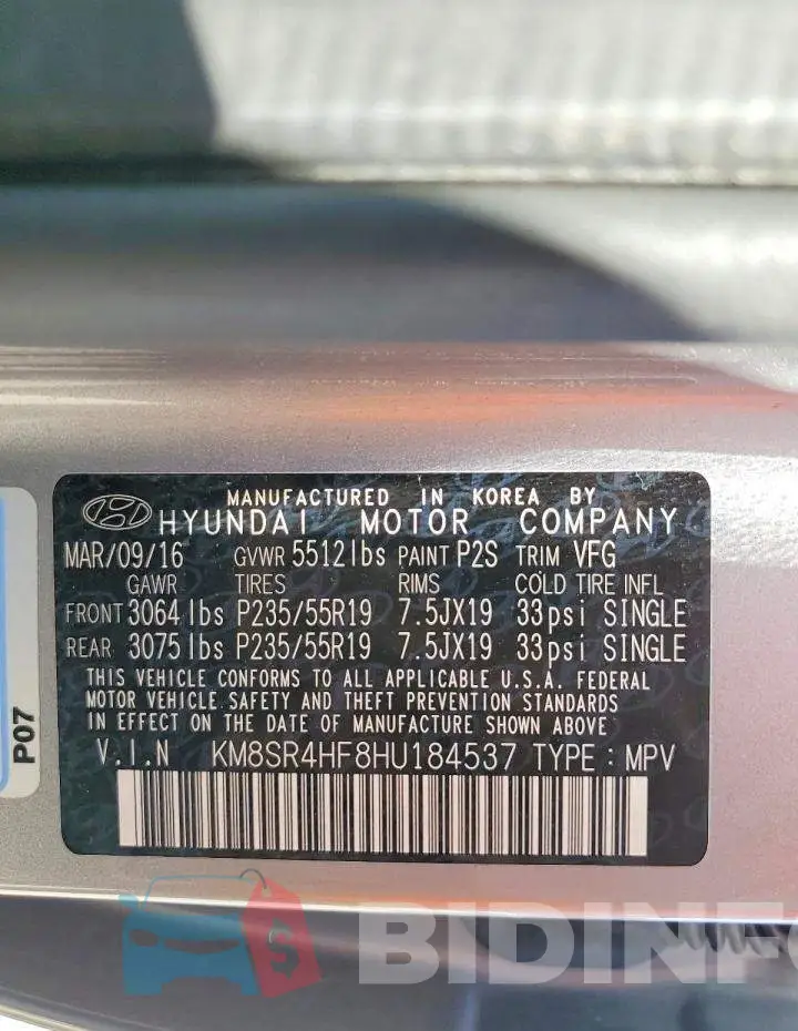 KM8SR4HF8HU184537 Photo# 13