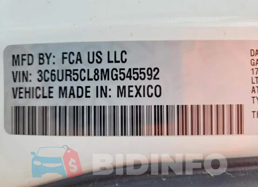 3C6UR5CL8MG545592 Photo# 13