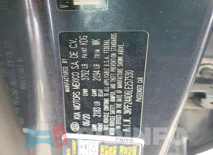 3KPF24AD6LE257530 Photo# 12