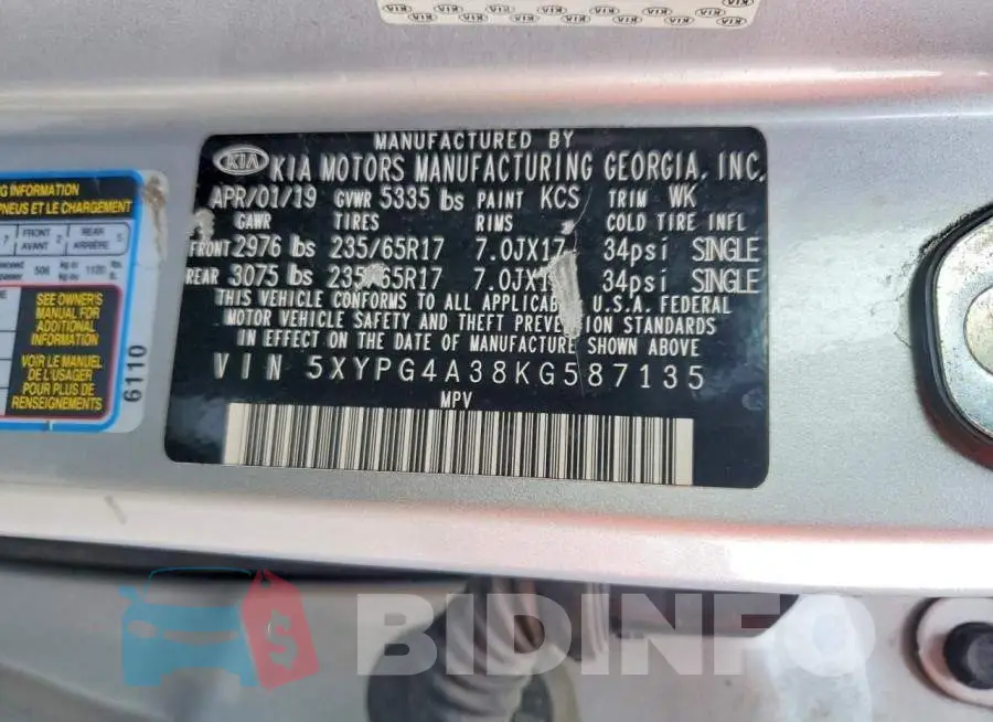 5XYPG4A38KG587135 Photo# 13